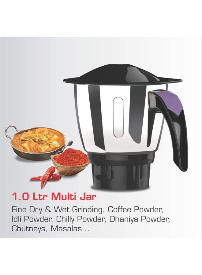 Vidiem Eva Premium 750W Mixer Grinder with 5 Jars (Lavender & Black) | Juicer Mixer Grinder for Wet & Dry Grinding, Chutney & Juice | Self-Locking Leakproof Jars | 5-Year Motor Warranty - Image 3
